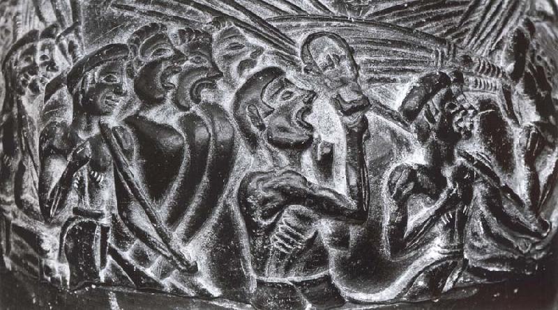 unknow artist Detail of vase with agricultural workers, from Hagia Triade Crete oil painting image